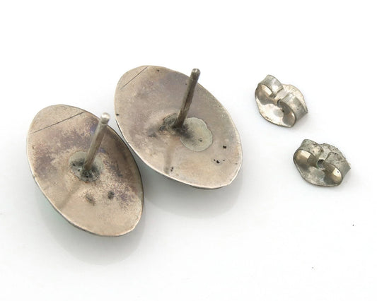 Navajo Concho Earrings Sterling Silver Handmande Vintage Hand Stamped Native Art