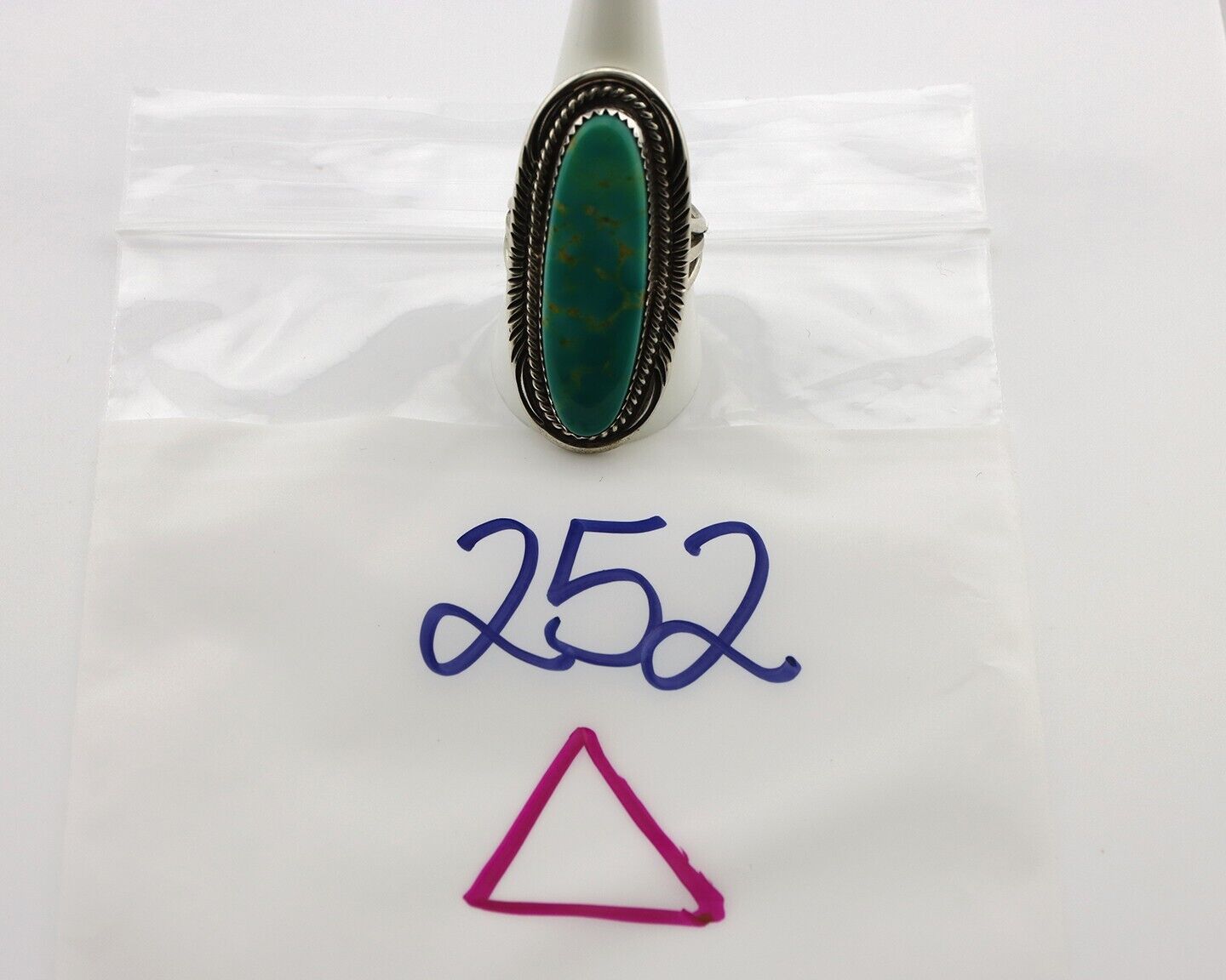 Navajo Ring 925 Silver Natural Mined Turquoise Artist Signed USA C.80s