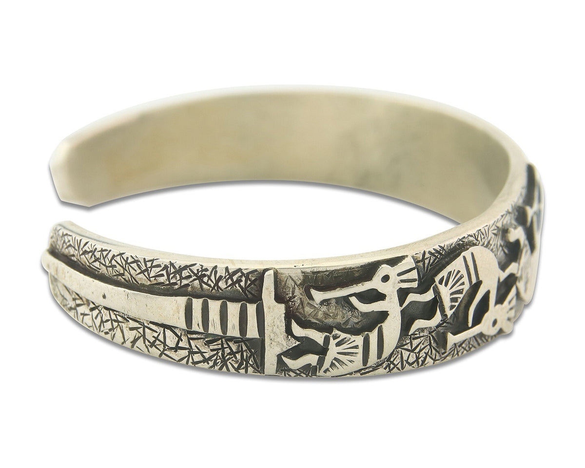 Vintage Navajo Bracelet 925 Silver Handmade Authentic Gemstone Kokopelli