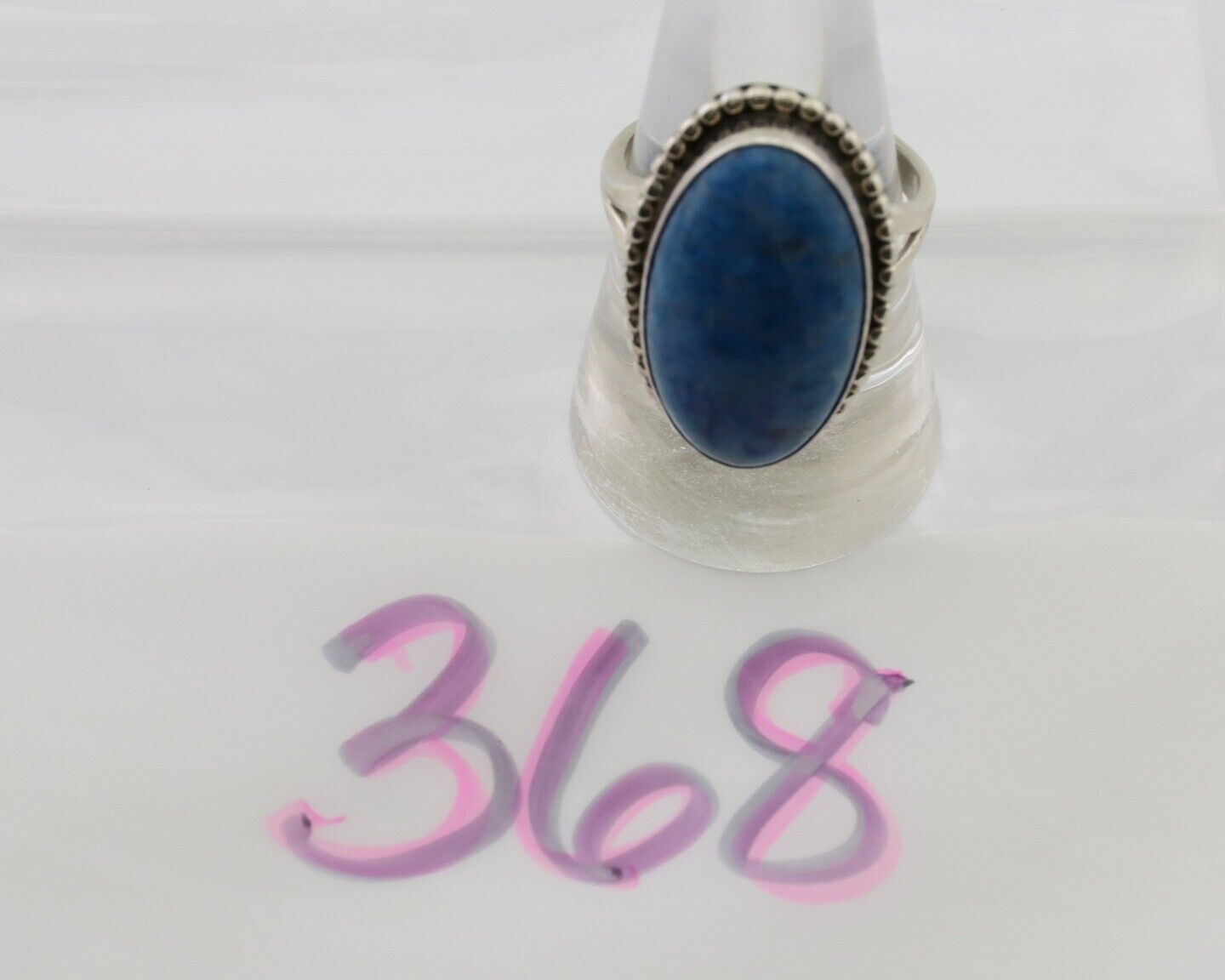 Navajo Handmade Ring 925 Silver Blue Denim Lapis Native American Artist C.80's