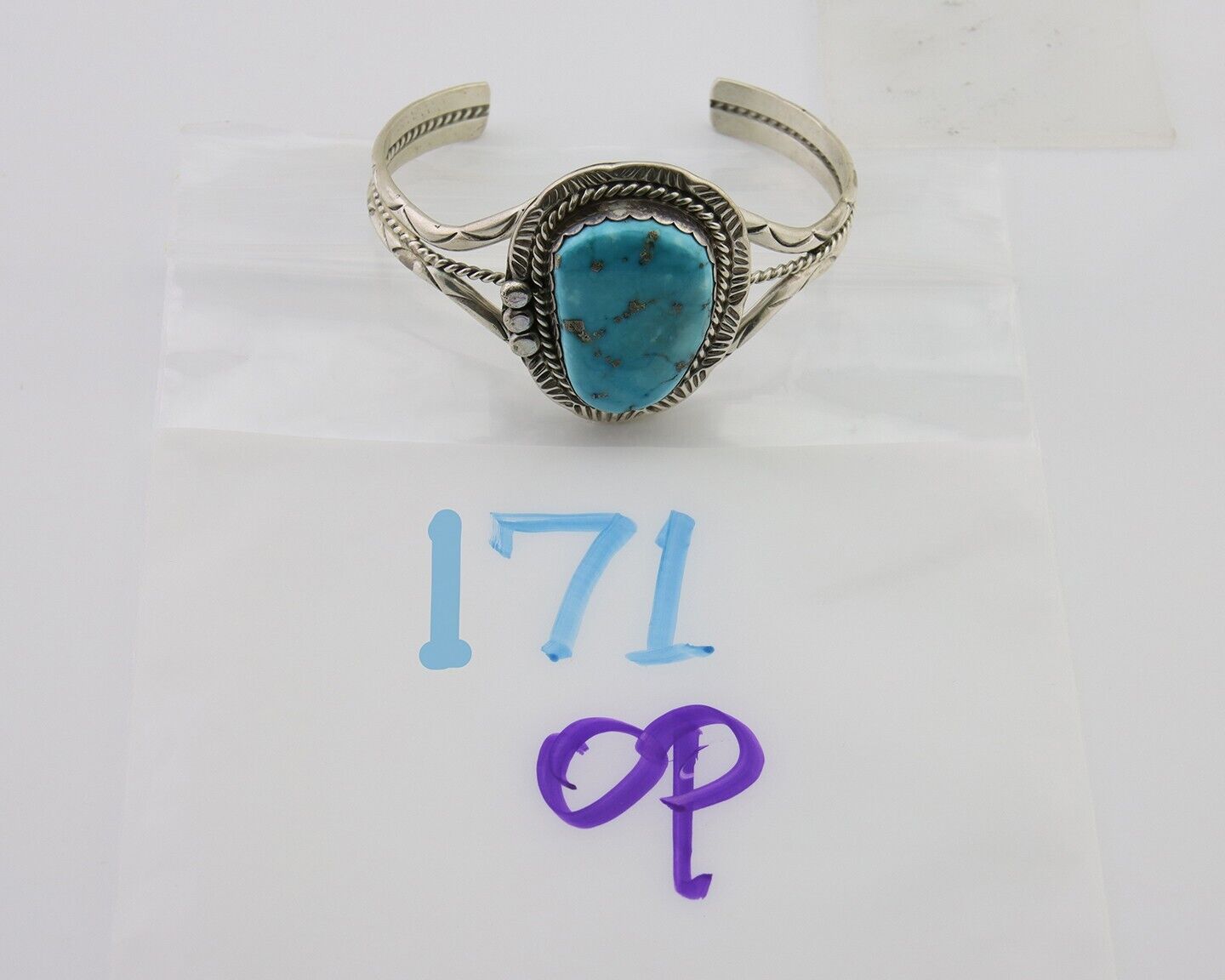 Navajo Morenci Turquoise Bracelet 925 Silver Artist Native American C.80's