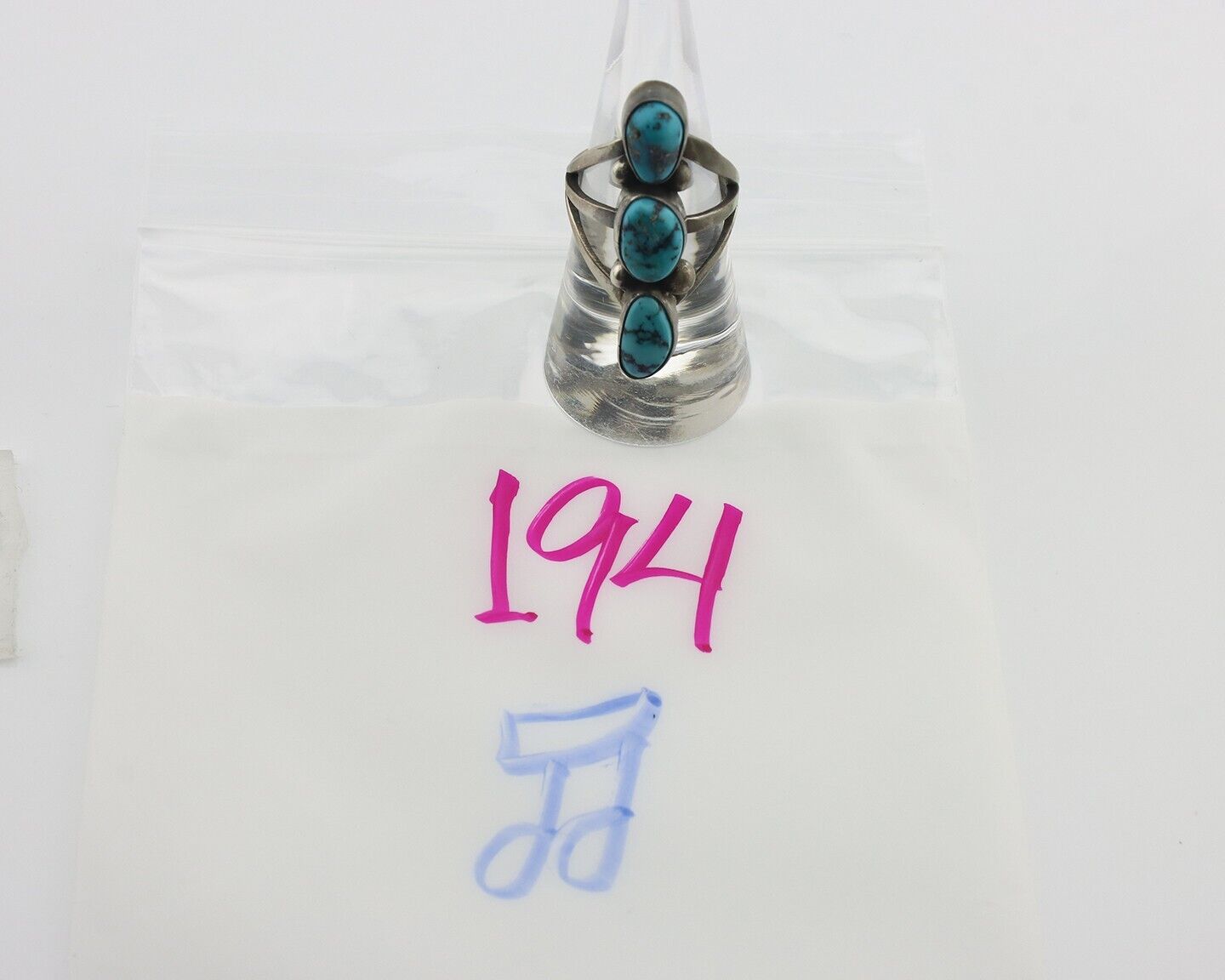 Navajo Ring 925 Silver Natural Blue Turquoise Native American Artist C.80's