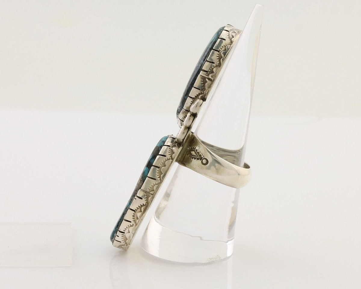 Navajo Handmade Ring 925 Silver Spiderweb Tuquoise Artist Signed MT C.80's