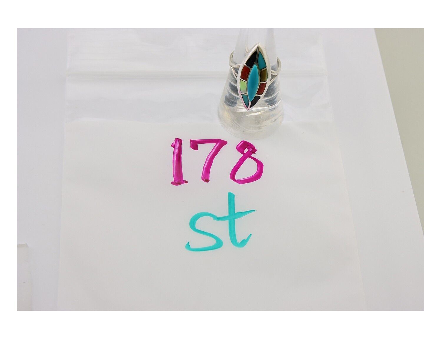 Navajo Ring 925 Silver Turquoise Shell Onyx Spiney Oyster Native Artist C.80's