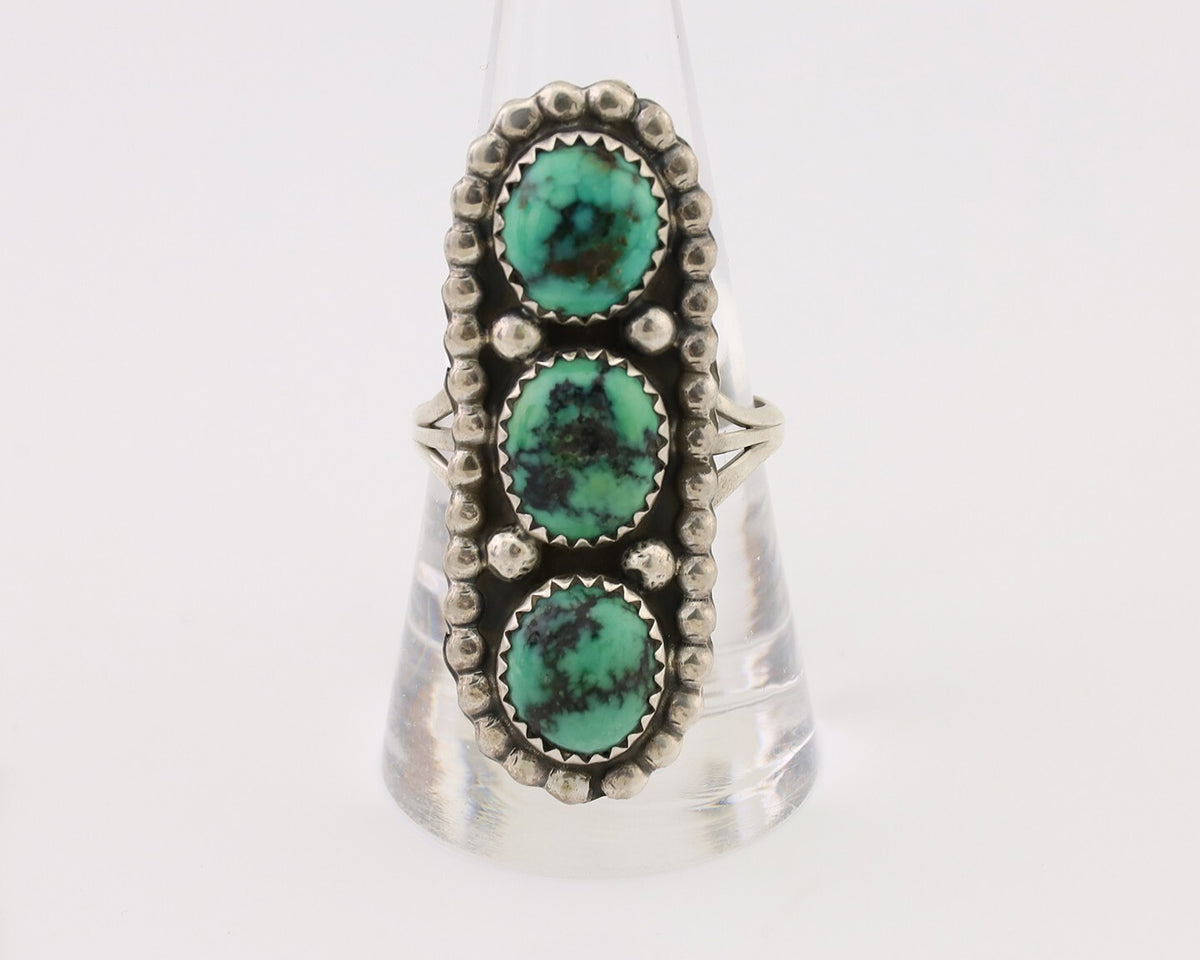 Navajo Handmade Ring 925 Silver Natural Turquoise Native American Artist C.80's