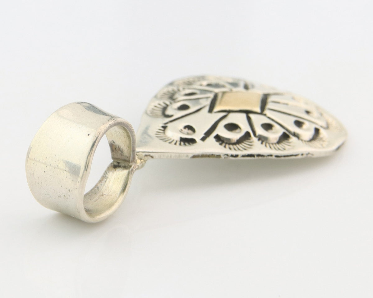 Navajo Kokopelli Pendant Sterling Silver & Gold Authentic Traditional Signed RT