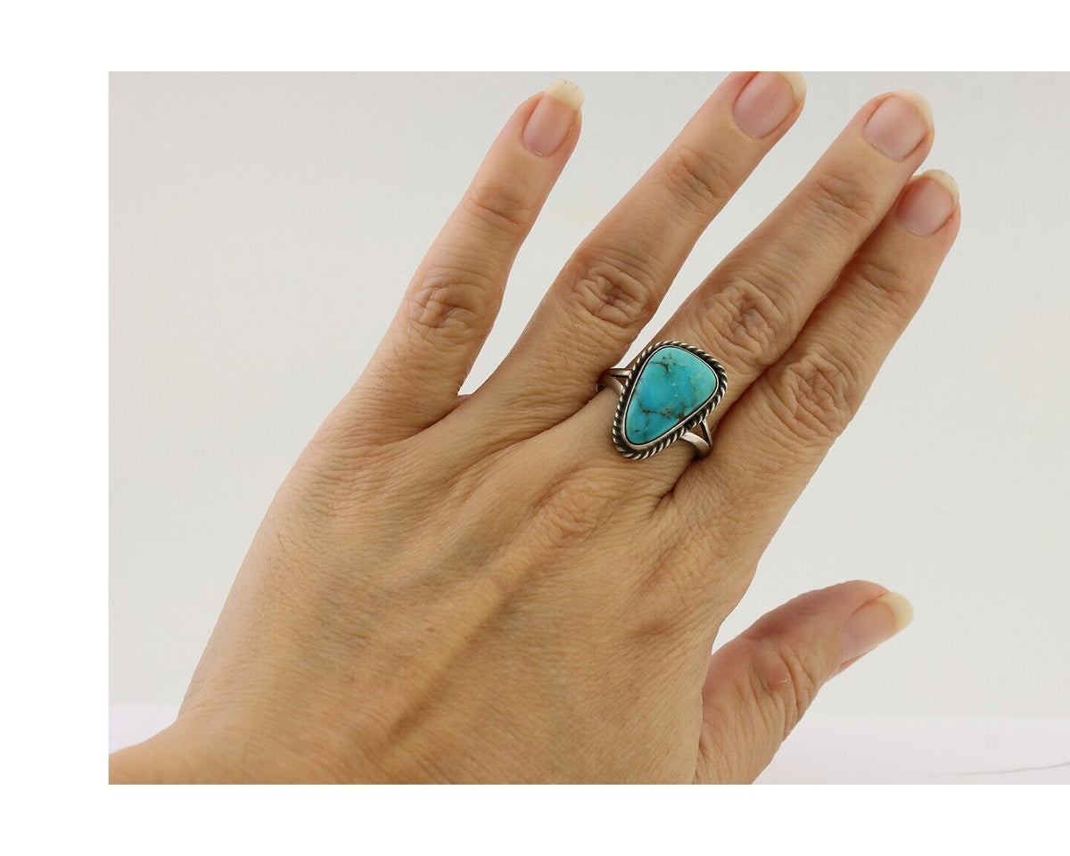 Navajo Handmade Ring 925 Silver Turquoise Native American Artist C.80's