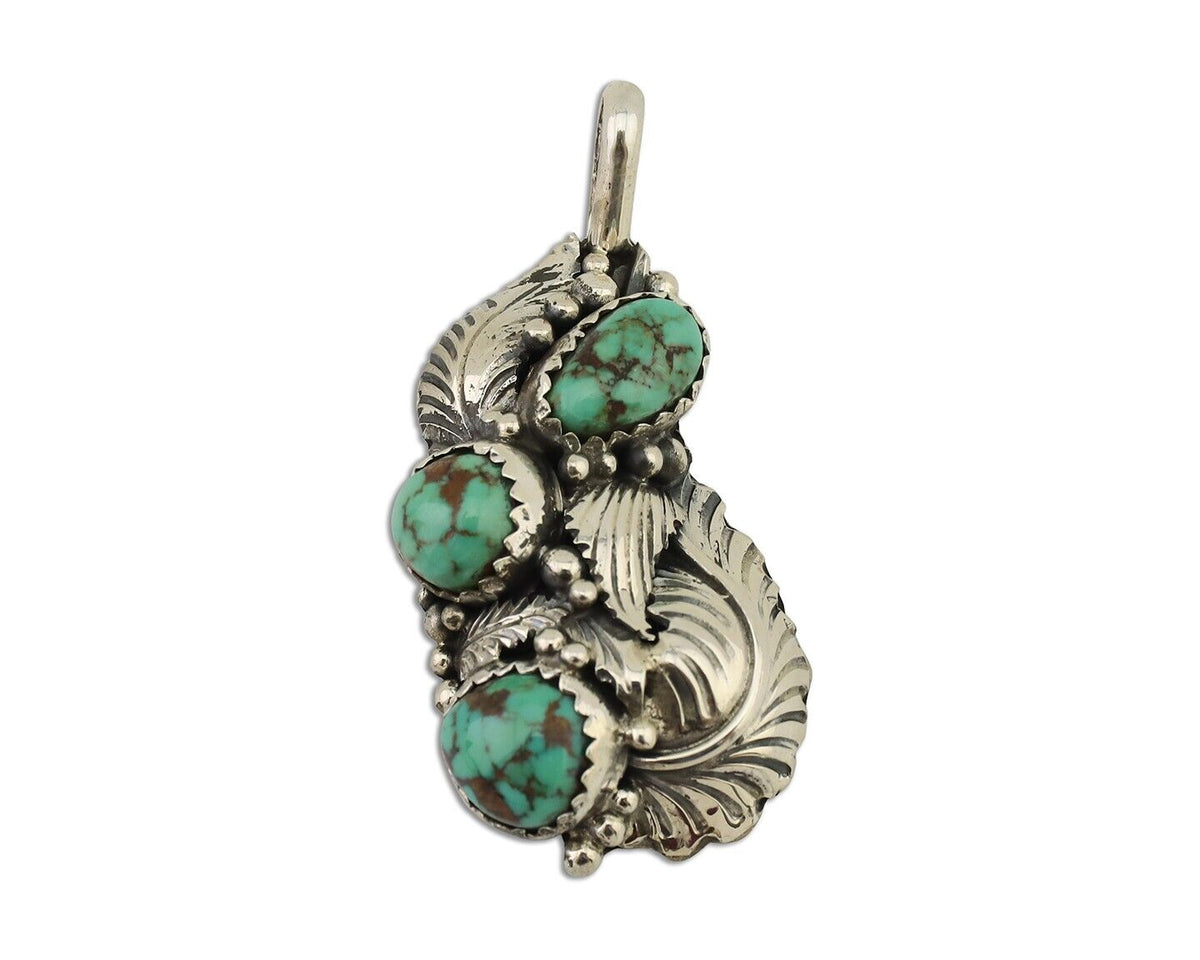 Navajo Pendant 925 Silver Natural Bisbee Turquoise Signed Tom Willeto C.80's