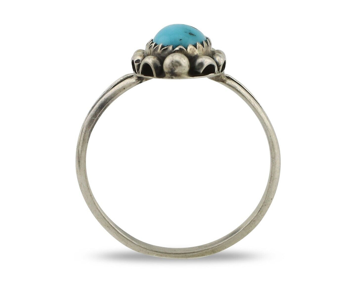 Navajo Ring 925 Silver Sleeping Beauty Turquoise Signed SkyStone Creations C80s