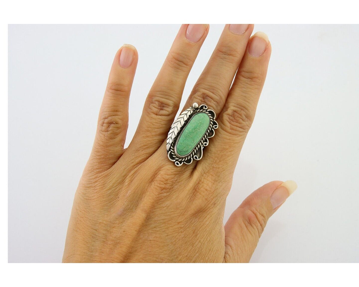 Navajo Ring .925 Sterling Blue Turquoise Artist Signed R Yazzie C.80's