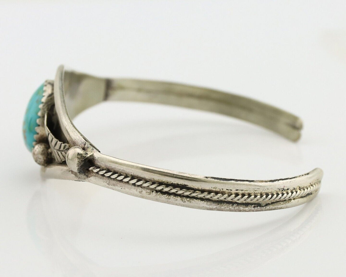 Navajo Bracelet 925 Silver Kingman Turquoise Native American Artist C.80's