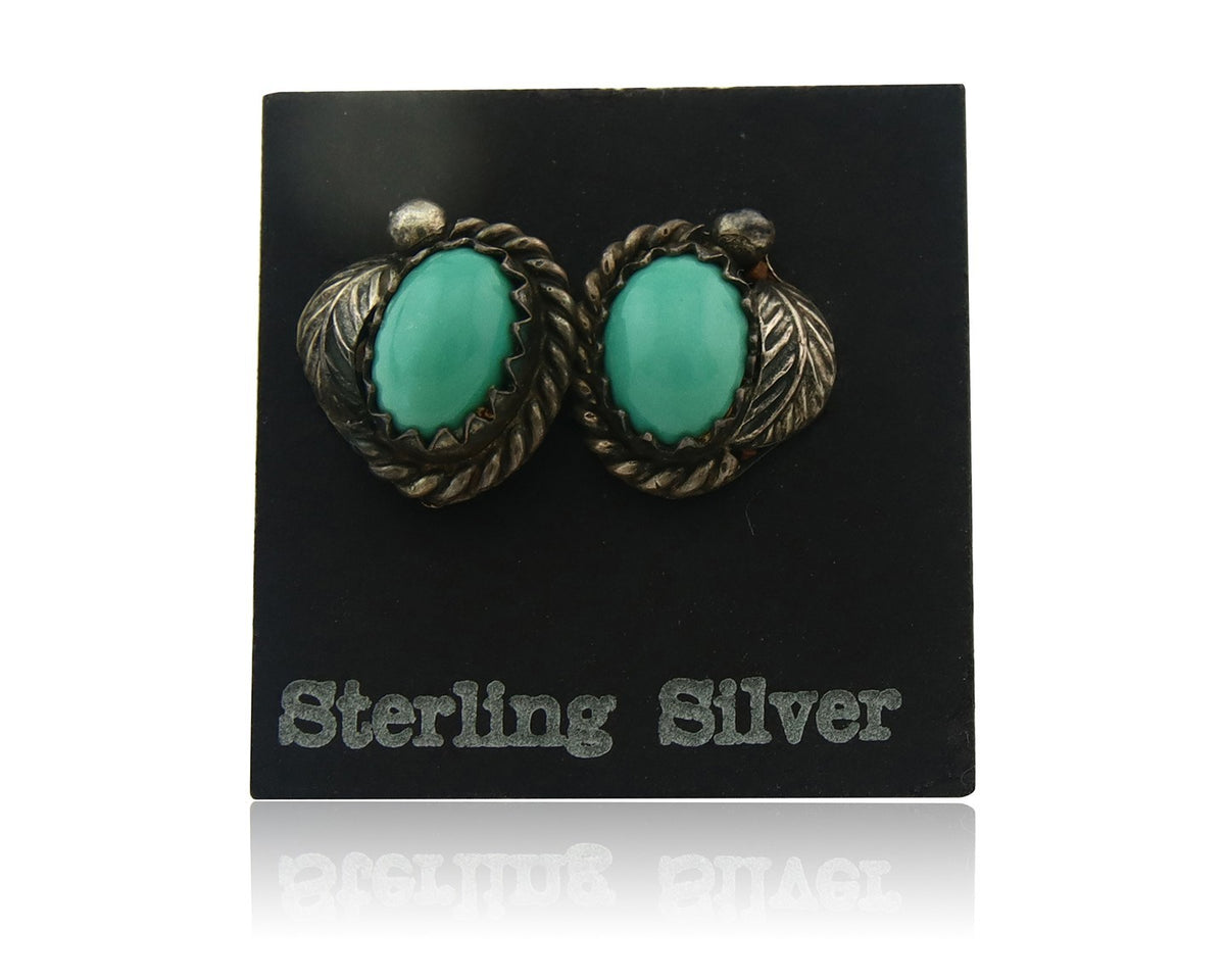 Navajo Earrings Sterling Silver Turquoise Vintage Stud Handmade