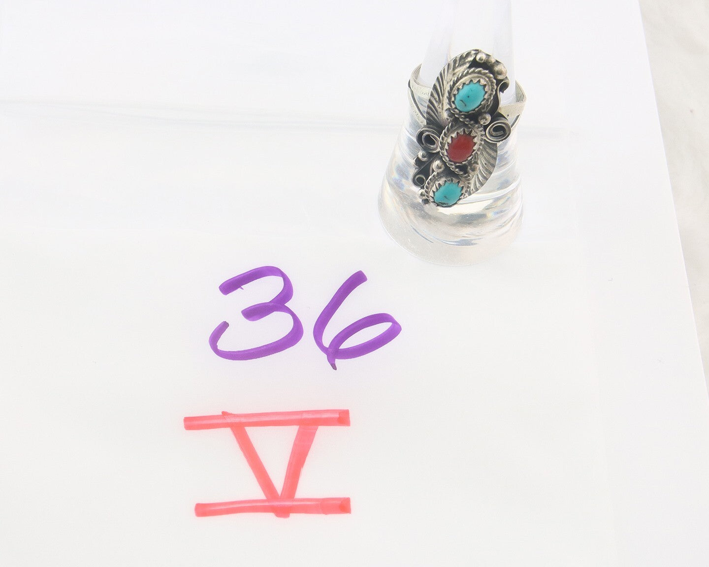 Vintage Navajo Ring 925 Sterling Natural Gemstones Signed Justin Morris Sz 7.75