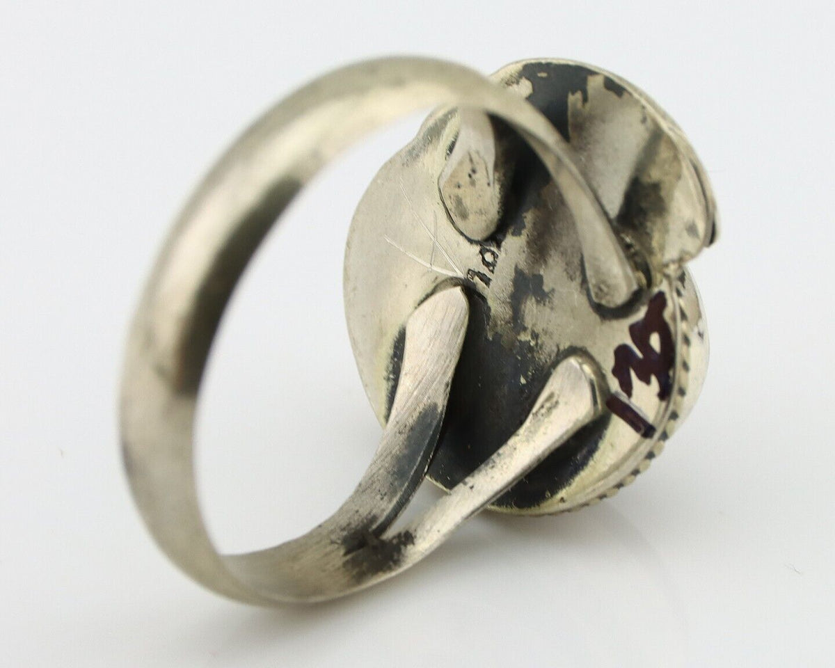 Navajo Handmade Ring 925 Silver Natural High Grade Fire Opal Native Artist C.80s