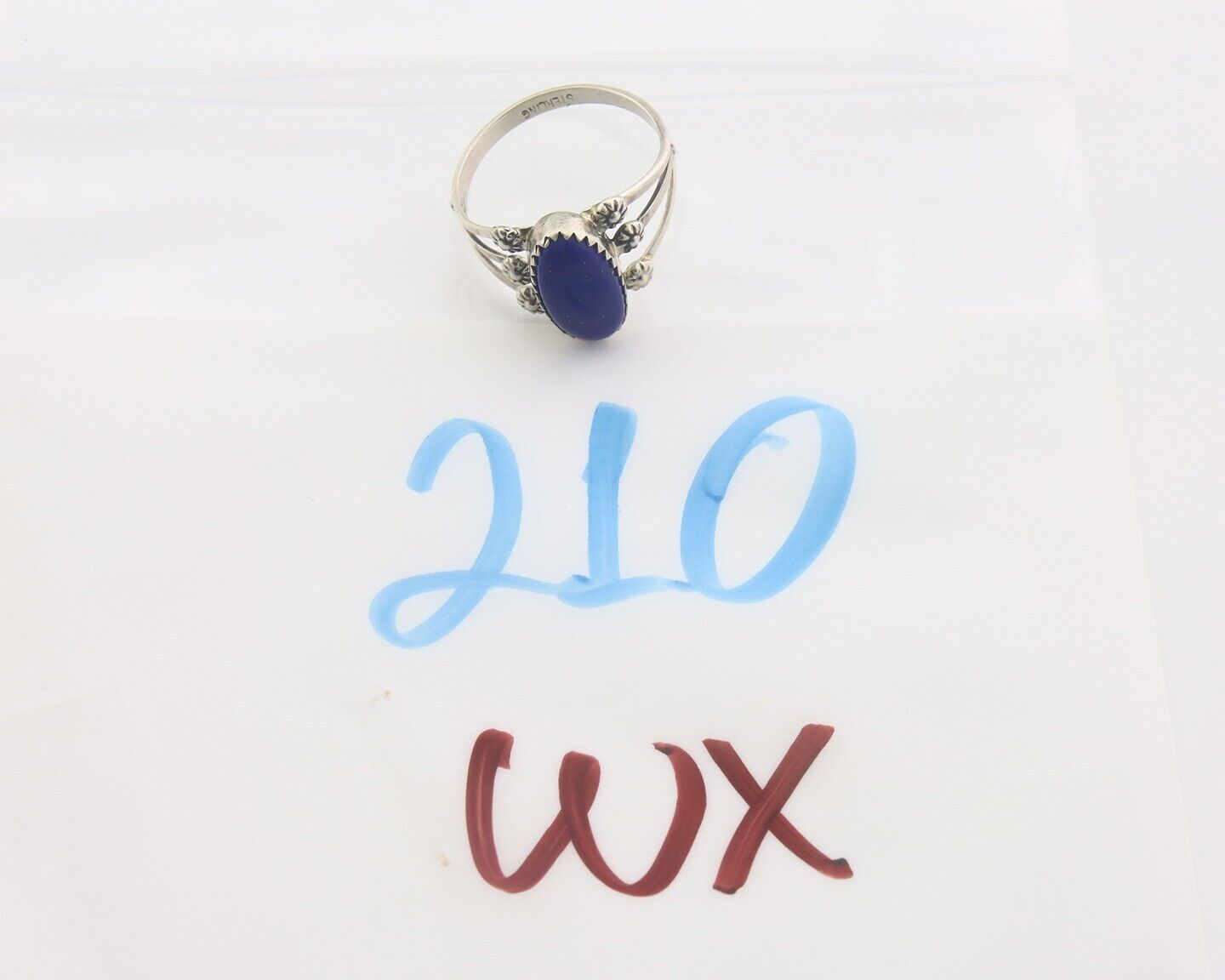 Navajo Ring 925 Sterling Natural Lapis Handmade Native Artist C.80's