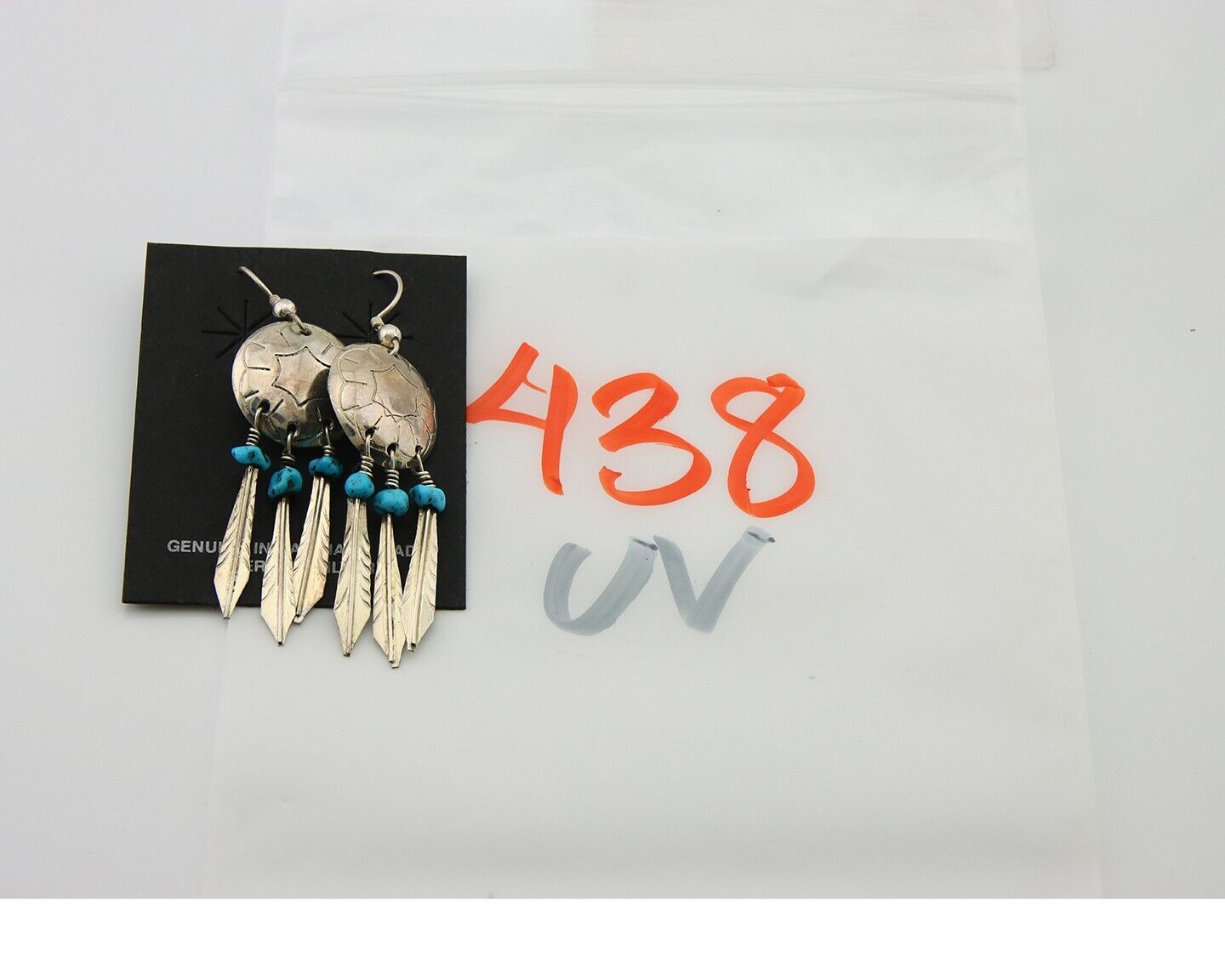 Navajo Earrings 925 Silver Dream Catcher Natural Turquoise Native Artist C.80's