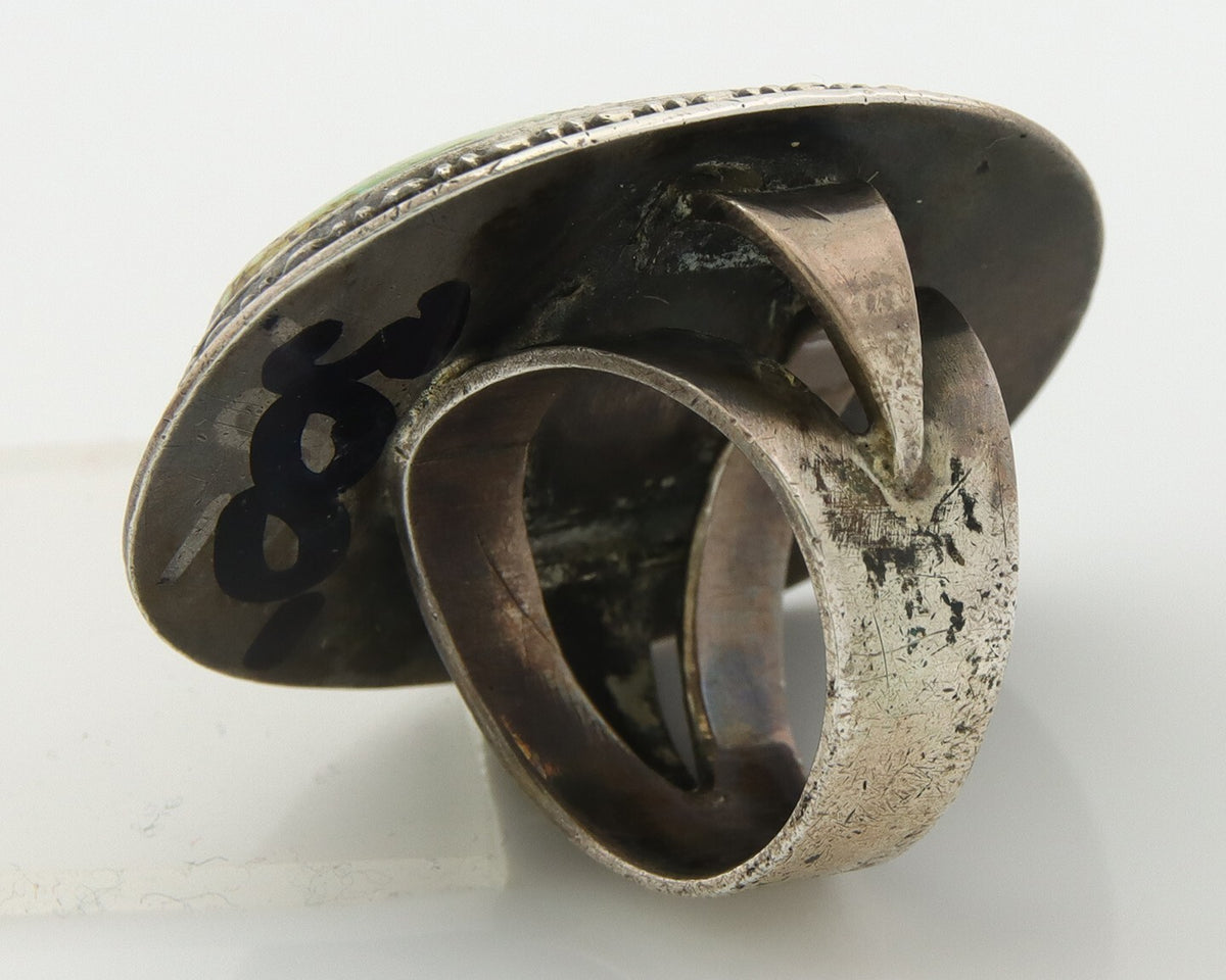 Vintage Navajo Ring 925 Silver Turquoise Native Artist C.80's Size 7