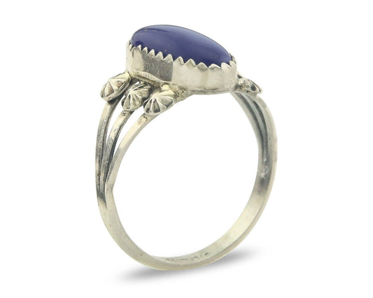 Navajo Ring 925 Sterling Natural Lapis Handmade Native Artist C.80's