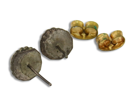 Navajo Earrings 925 Silver Natural Red Coral Native American Artist C.80's