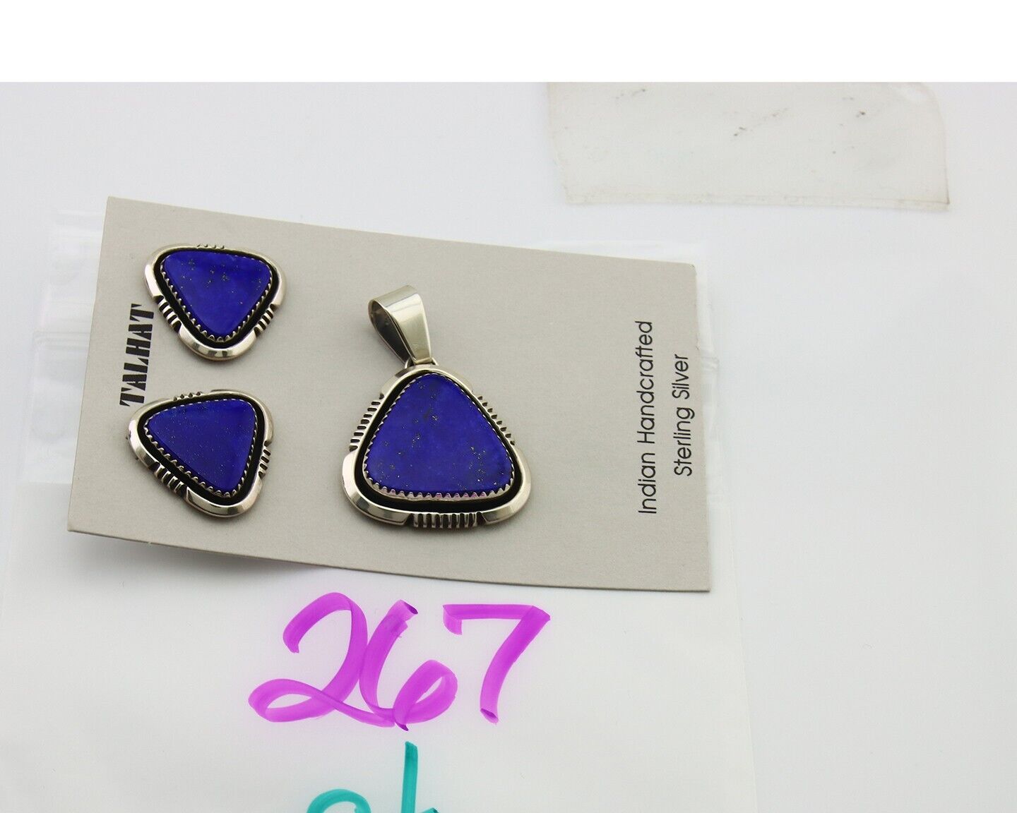 Navajo Pendant Earring Set 925 Silver Lapis Lazuli Signed William Denetdale C80s