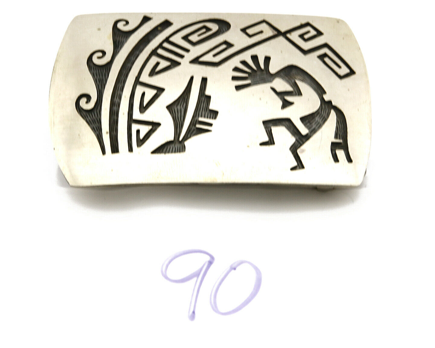 Navajo Belt Buckle .925 SOLID Sterling Silver Handmade Overlay Circa 1980's