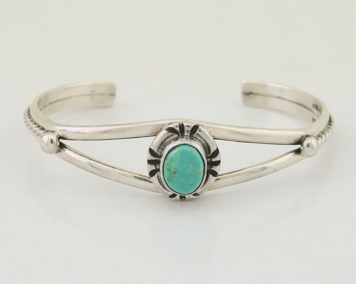 Navajo Bracelet 925 Silver Blue Turquoise Artist Signed Gecko C.80's