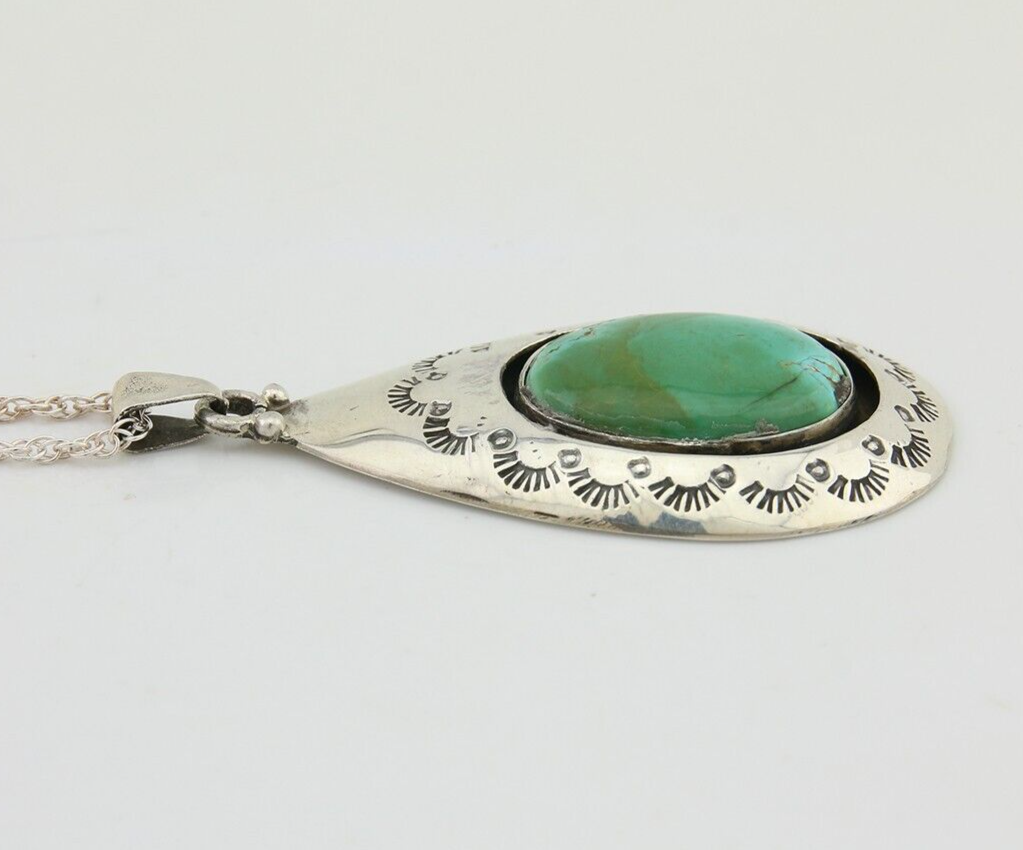 Navajo Royston Turquoise Necklace 925 Silver Artist Signed MC C.80's