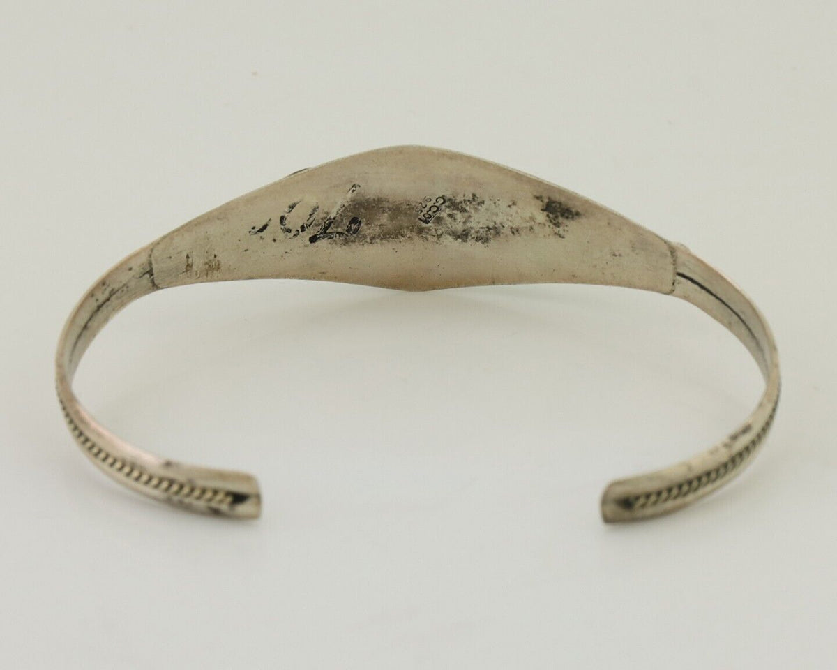 Navajo Bracelet 925 Silver Kingman Turquoise Native American Artist C.80's