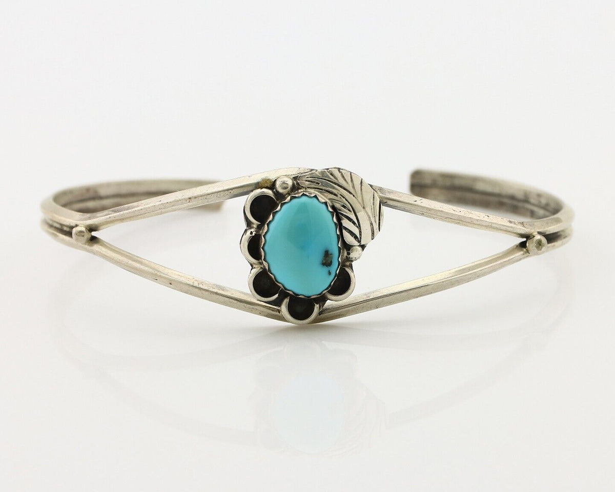 Navajo Handmade Bracelet 925 Silver Natural Blue Turquoise Native American C80s