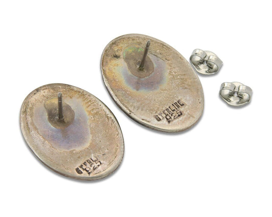 Navajo Dangle Earrings 925 Silver Natural Turquoise Native American Artist C.80s