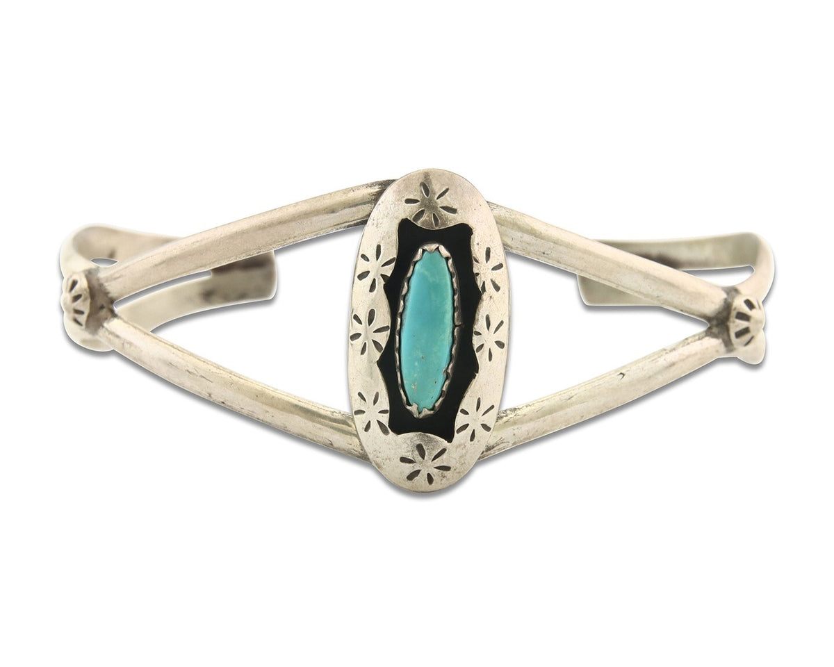 Vintage Navajo Bracelet 925 Silver Blue Turquoise Handmade
