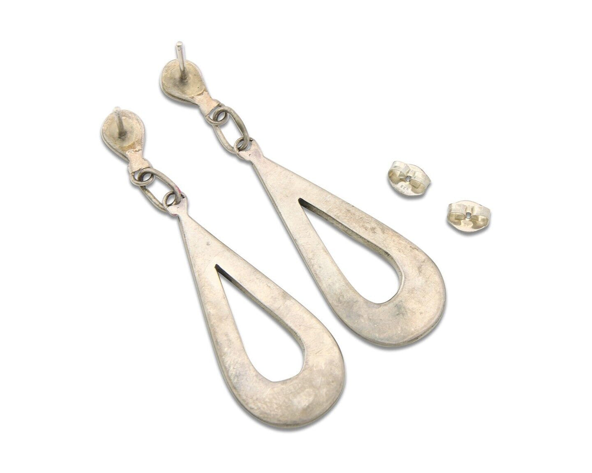 Navajo Earrings 925 Silver Natural Gemstone Native American Artist C.80's