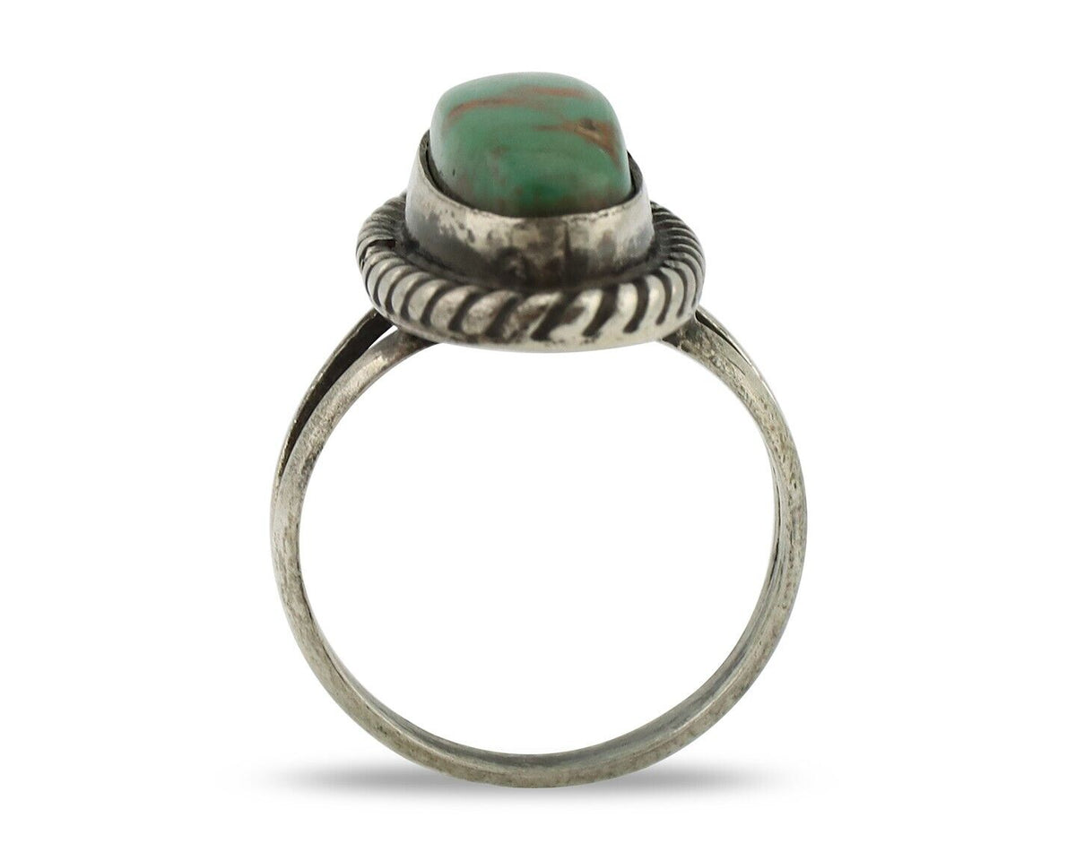 Navajo Ring 925 Silver Kingman Turquoise Artist Native American Signed C.80's