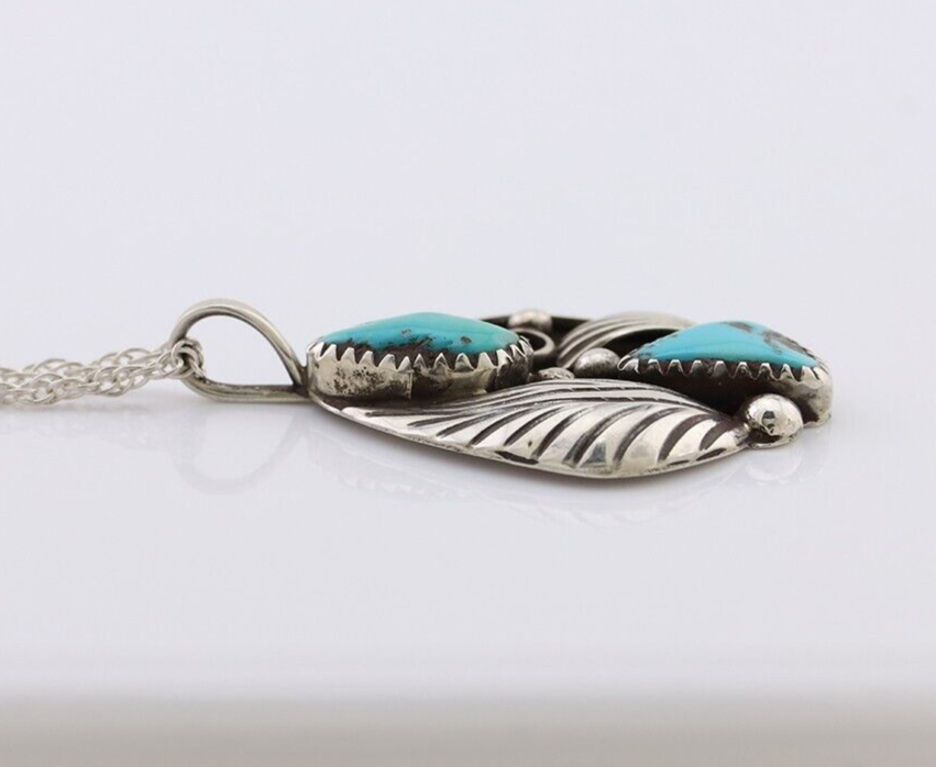 Navajo Turquoise Handmade Necklace 925 Silver Artist Signed PM C.80s