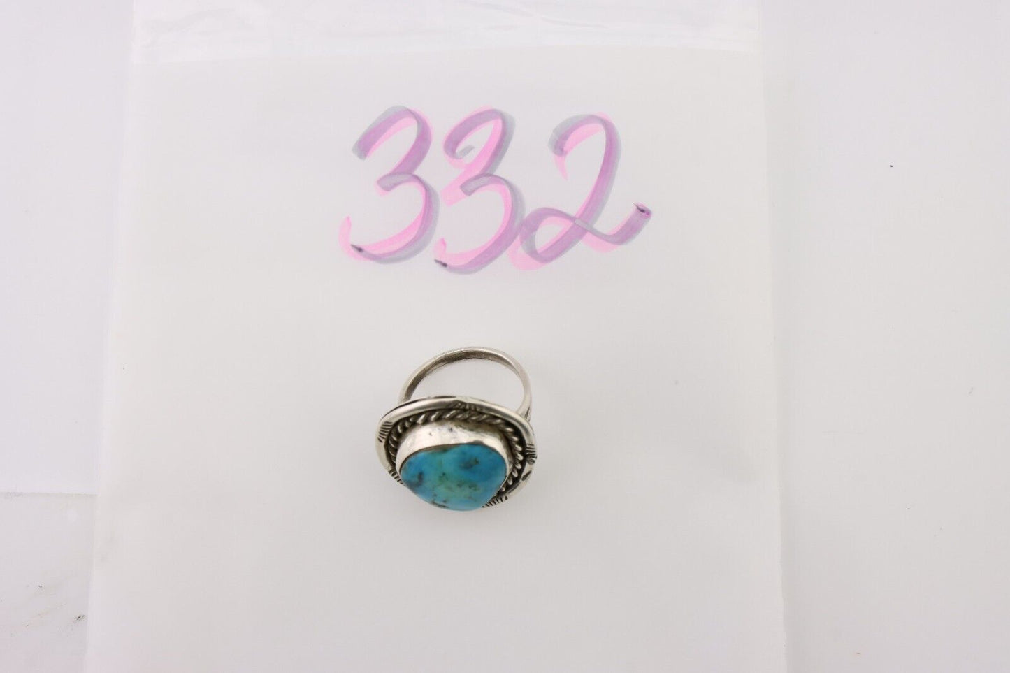 Navajo Handmade Ring 925 Silver Turquoise Native American Artist C.80's