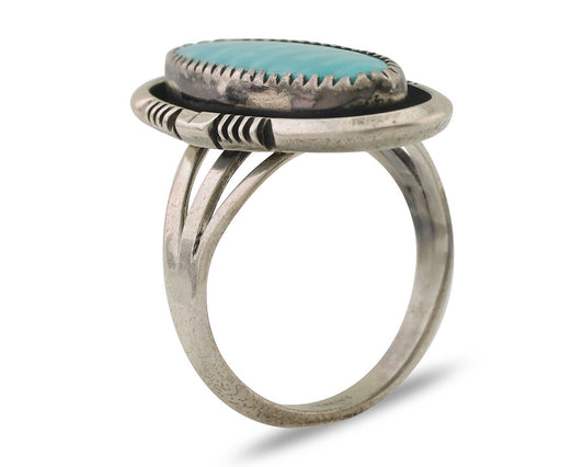 Navajo Ring 925 Silver Natural Blue Turquoise Native American Artist C.80's
