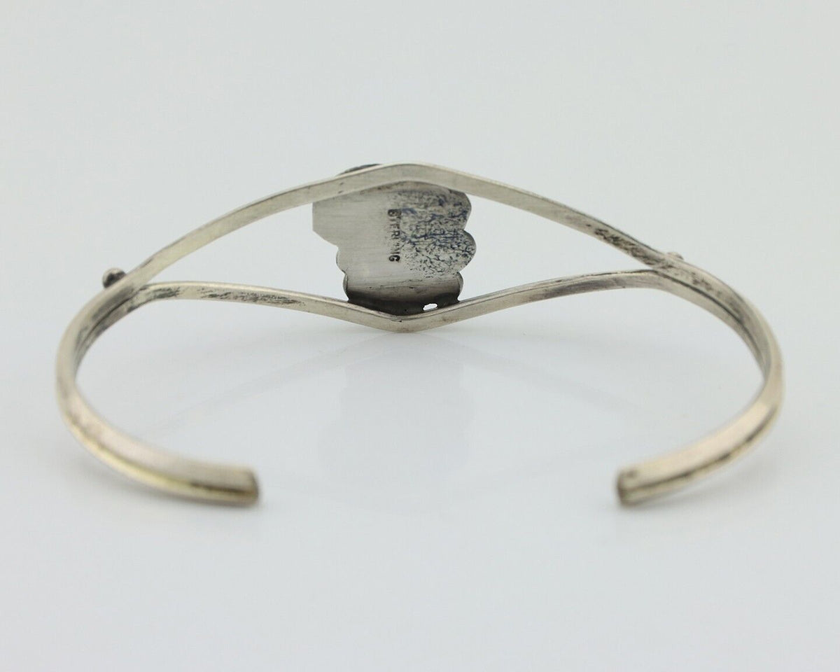 Navajo Bracelet 925 Silver Sleeping Beauty Turquoise Native American Artist C80s