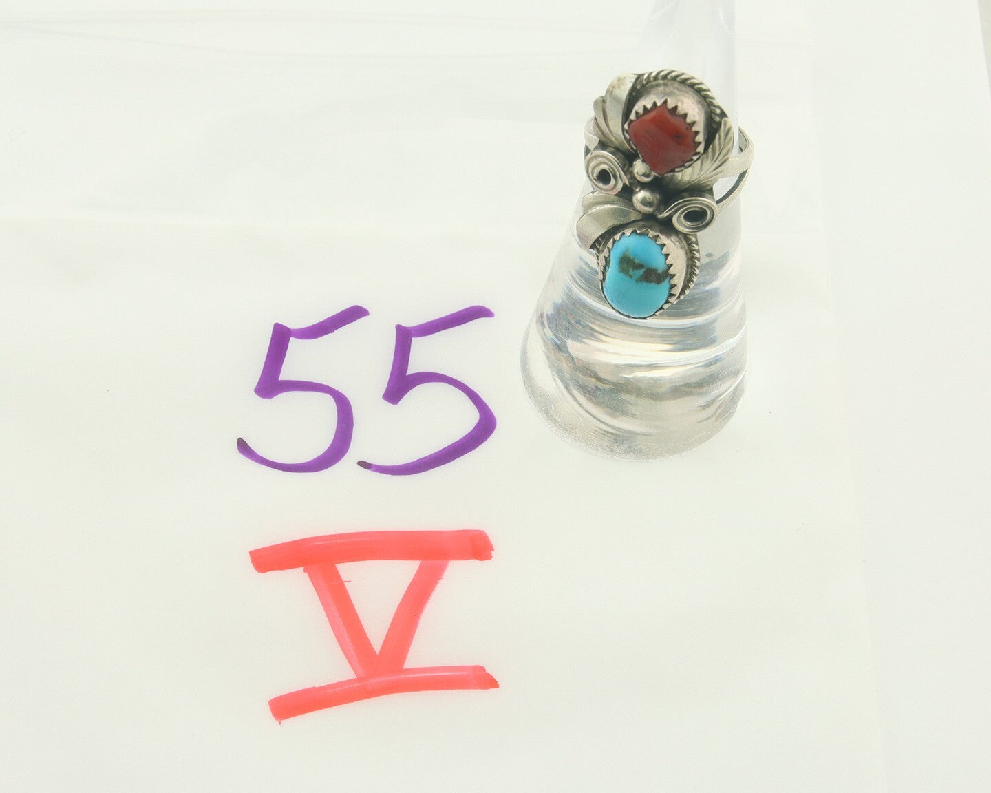 Vintage Navajo Ring 925 Sterling Natural Gemstones Signed Justin Morris Sz 5.0