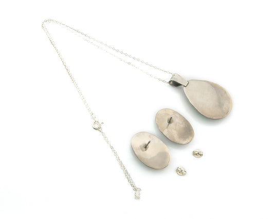 Navajo Necklace Earrings Set Sterling Silver Turquoise Vintage Signed Spencer