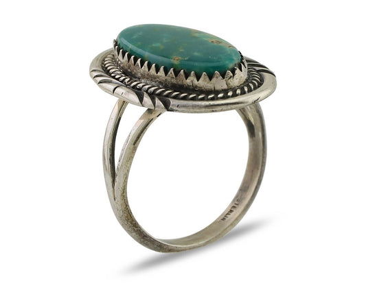 Navajo Ring 925 Silver Natural Blue Turquoise Artist Signed M BEGAY C.80's