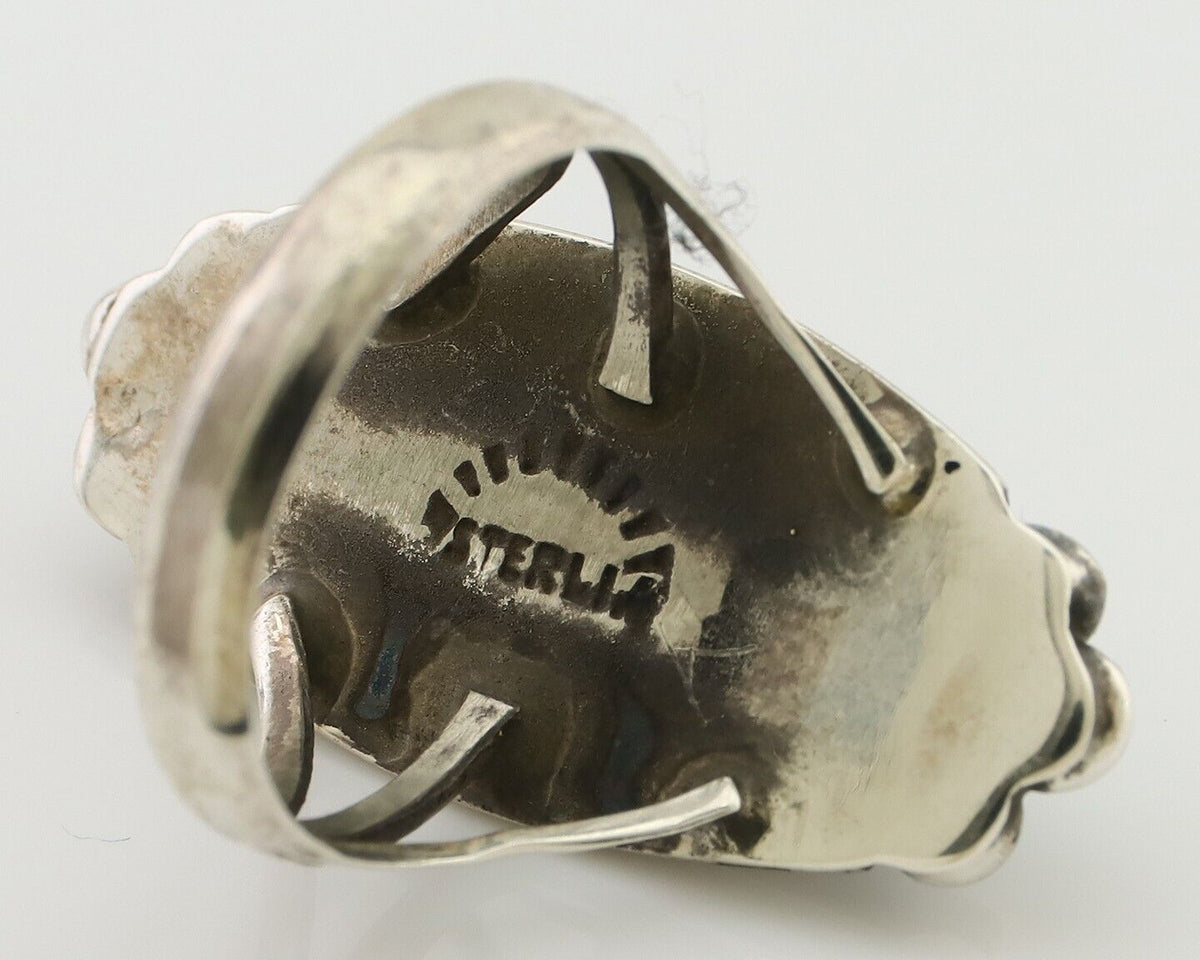 Navajo Royston Turquoise Ring 925 Silver Native Artist Signed Sunrise C.80's