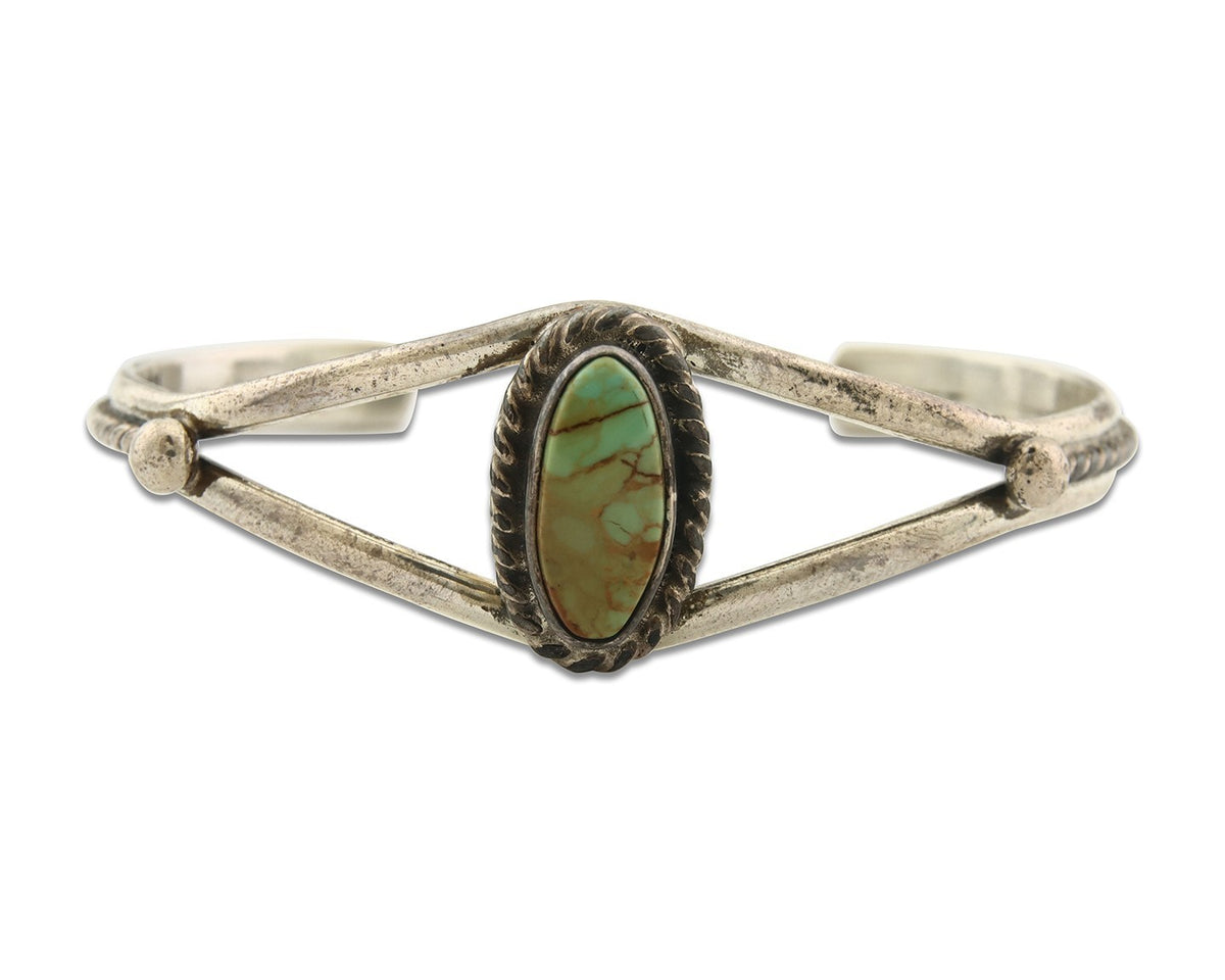 Vintage Navajo Bracelet 925 Silver Turquoise Tranditional Handmade Signed Gecko