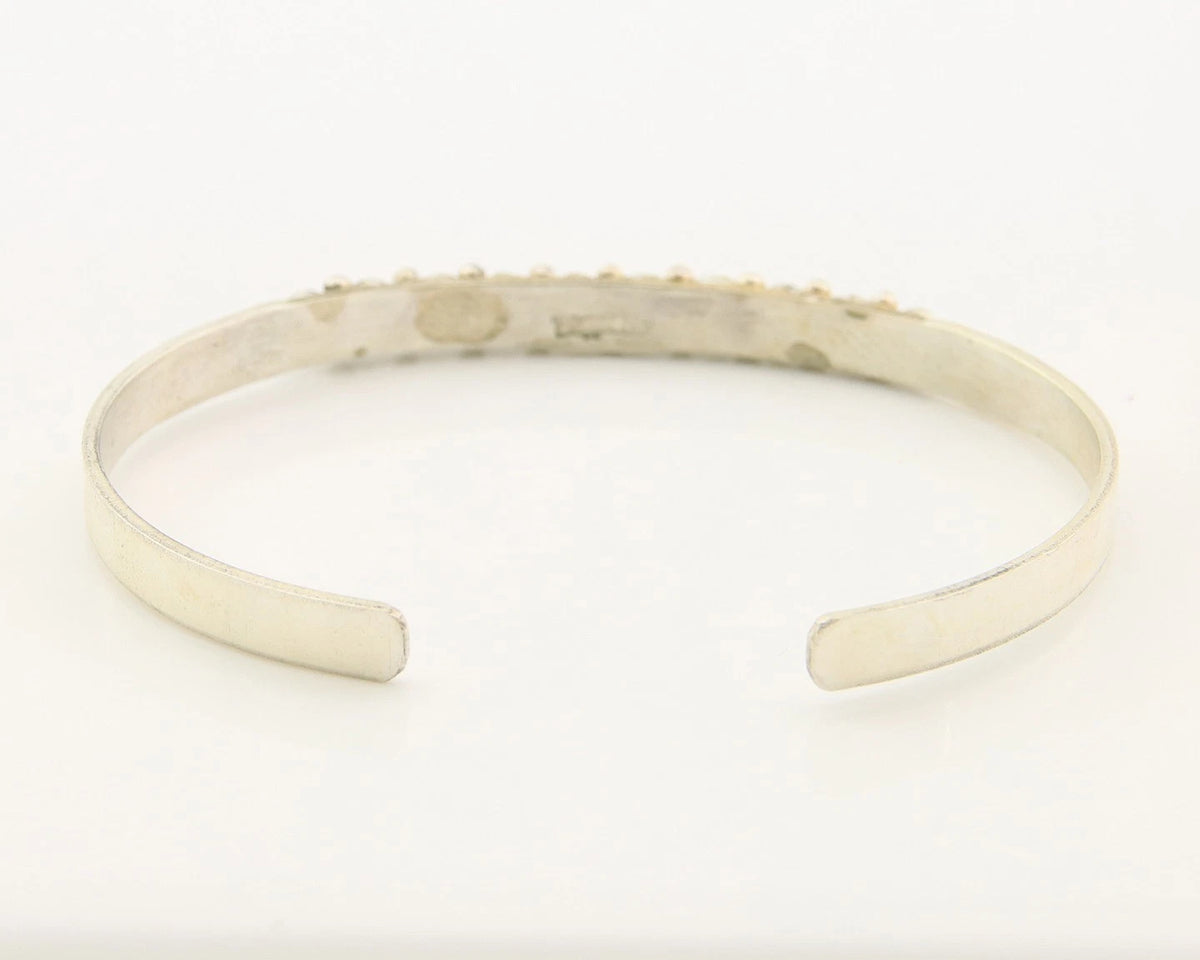 Navajo Cuff Bracelet Sterling Silver Authentic Snake Eye Coral Handmade Vintgage