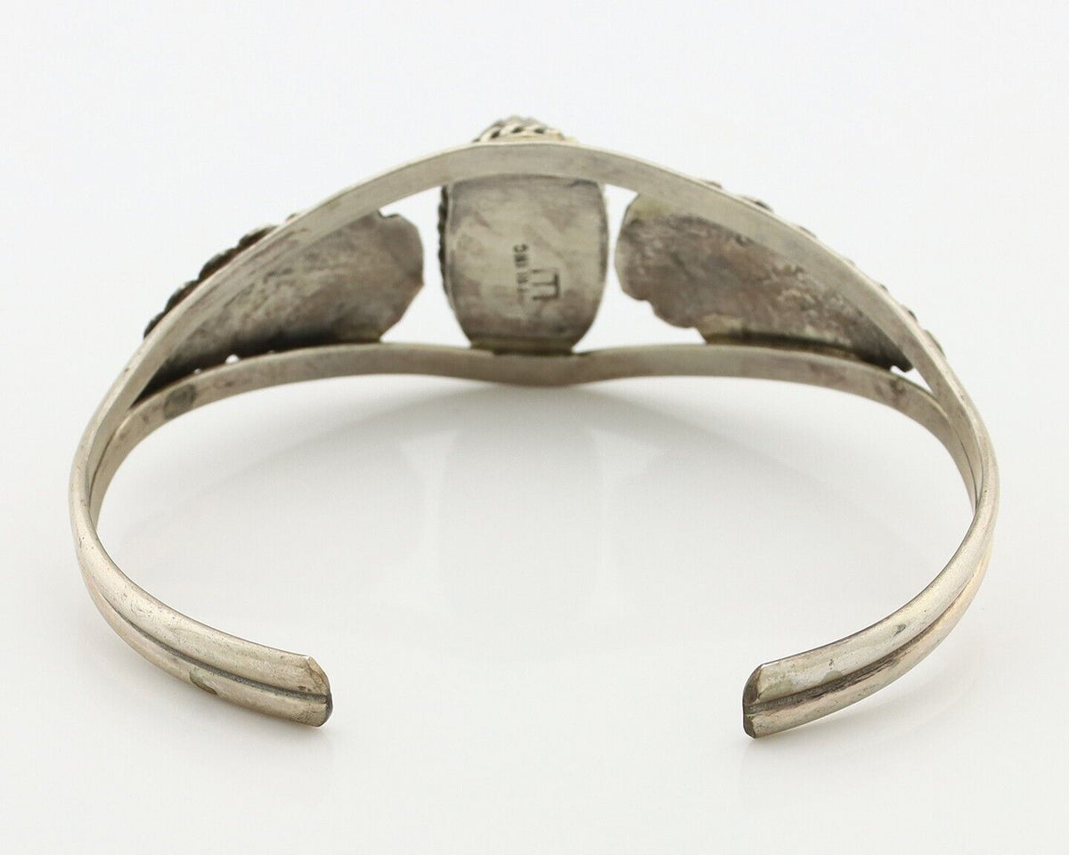 Navajo Handmade Bracelet 925 Silver Natural Blue Turquoise Artist Signed E C.80s