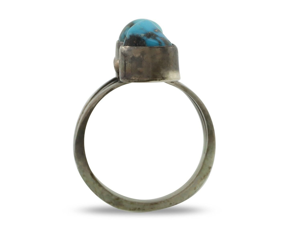 Navajo Ring 925 Silver Natural Blue Turquoise Native American Artist C.80's