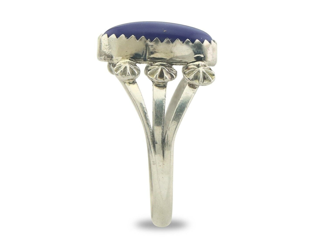 Navajo Ring 925 Sterling Natural Lapis Handmade Native Artist C.80's
