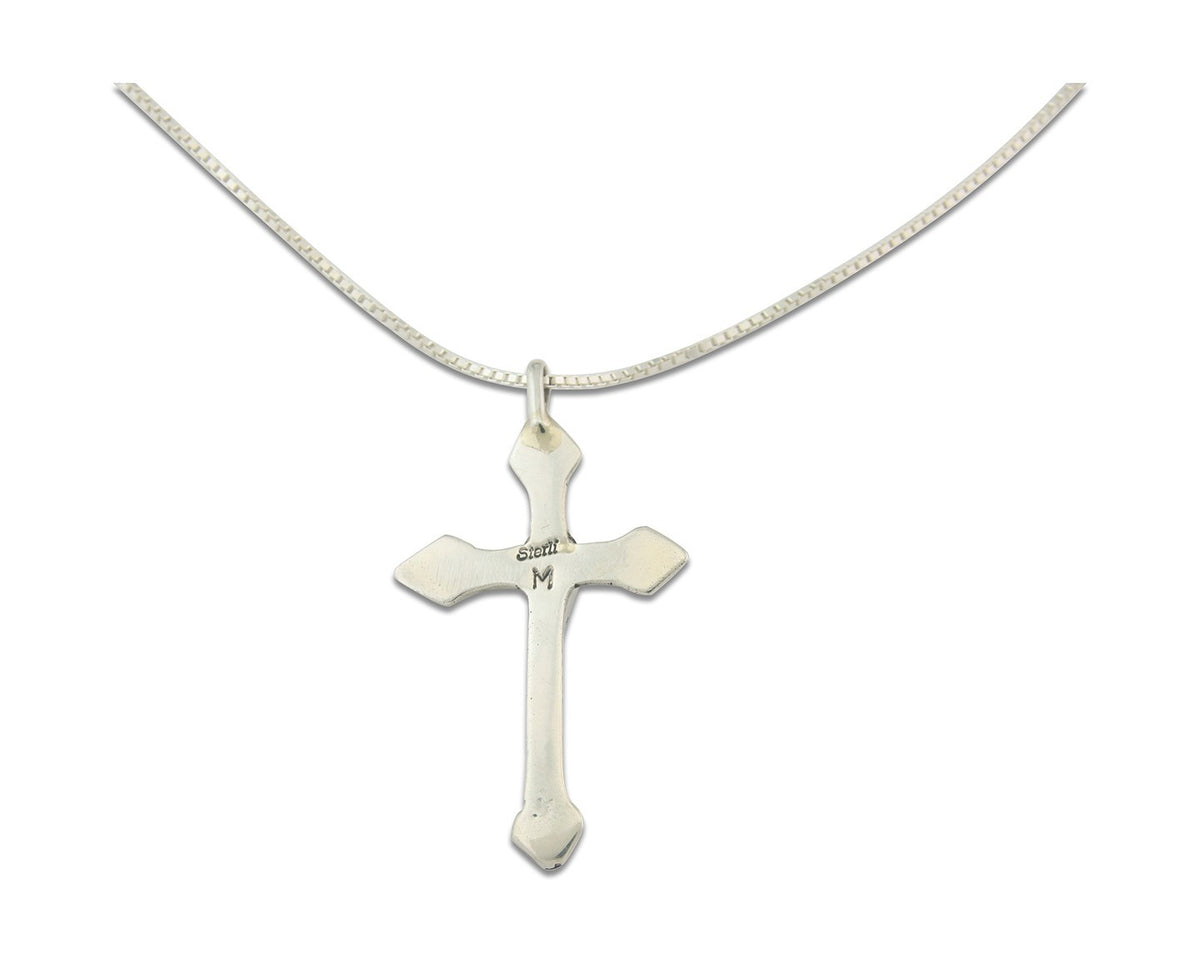 Navajo Cross Necklace Sterling Silver Authentic Natural Gemstones Signed M