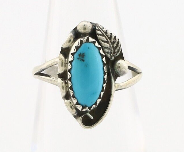 Navajo Ring 925 Silver Sleeping Beauty Turquoise Signed SkyStone Creations C80s