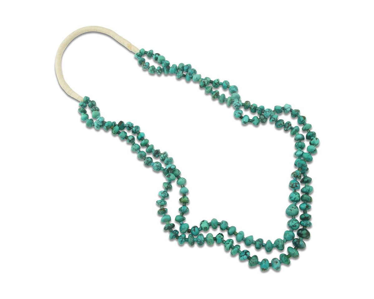 Vintage Bead Necklace 925 Siilver Spiderweb Turquoise Handmade Santo Domingo