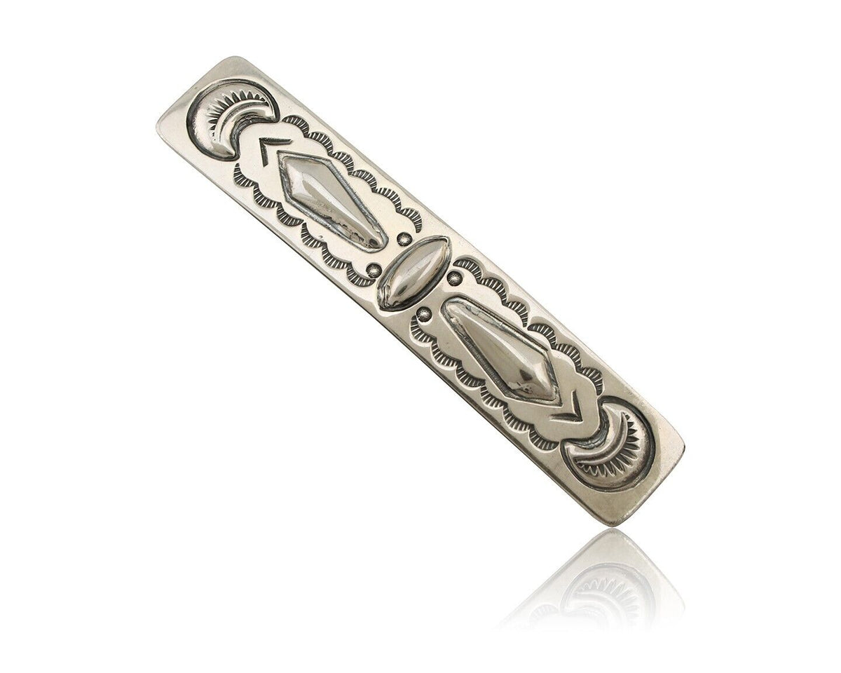 Women's Navajo Hair Clip Hand Stamped 925 Silver Native American Artist C.80's